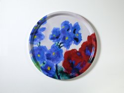 Wooden Tray ⌀38 cm &ndash; Emil Nolde, Blue and Red Flowers